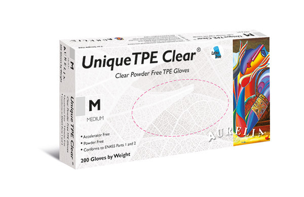 Aurelia Unique TPE ®-Clear Powder Free - Medium - Vynilkové/Syntetické rukavice bez pudru