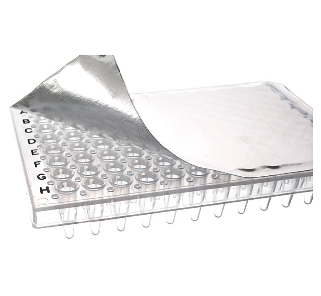Adhesive foil seals for microplates or PCR plates