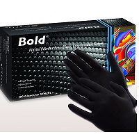 Finger-Textured, BOLD Black  vel. S  Powder-Free Nitrile, 5.0mil thickness - Nitrilové rukavice